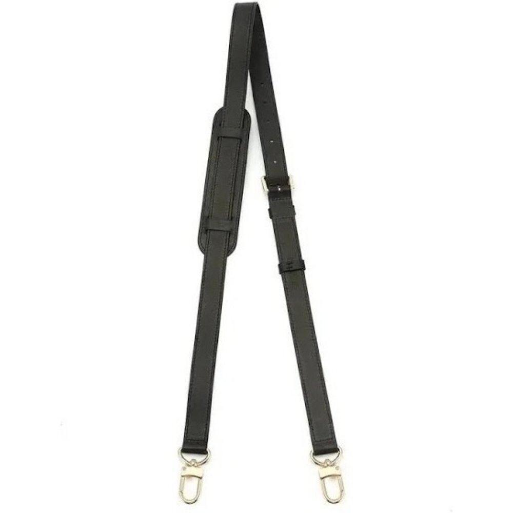 Black Leather Replacement Strap for Louis Vuitton Keepall 2.5cm crossbody Silver